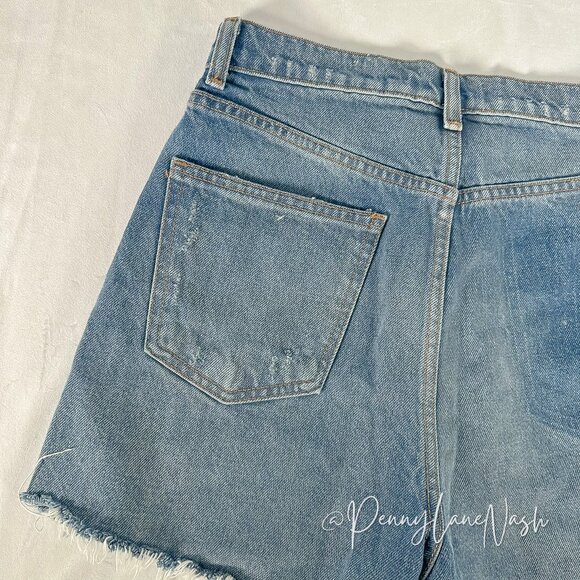 Zara High-Rise Button Fly Denim Cut Off Shorts Size 6 - Picture 5 of 12